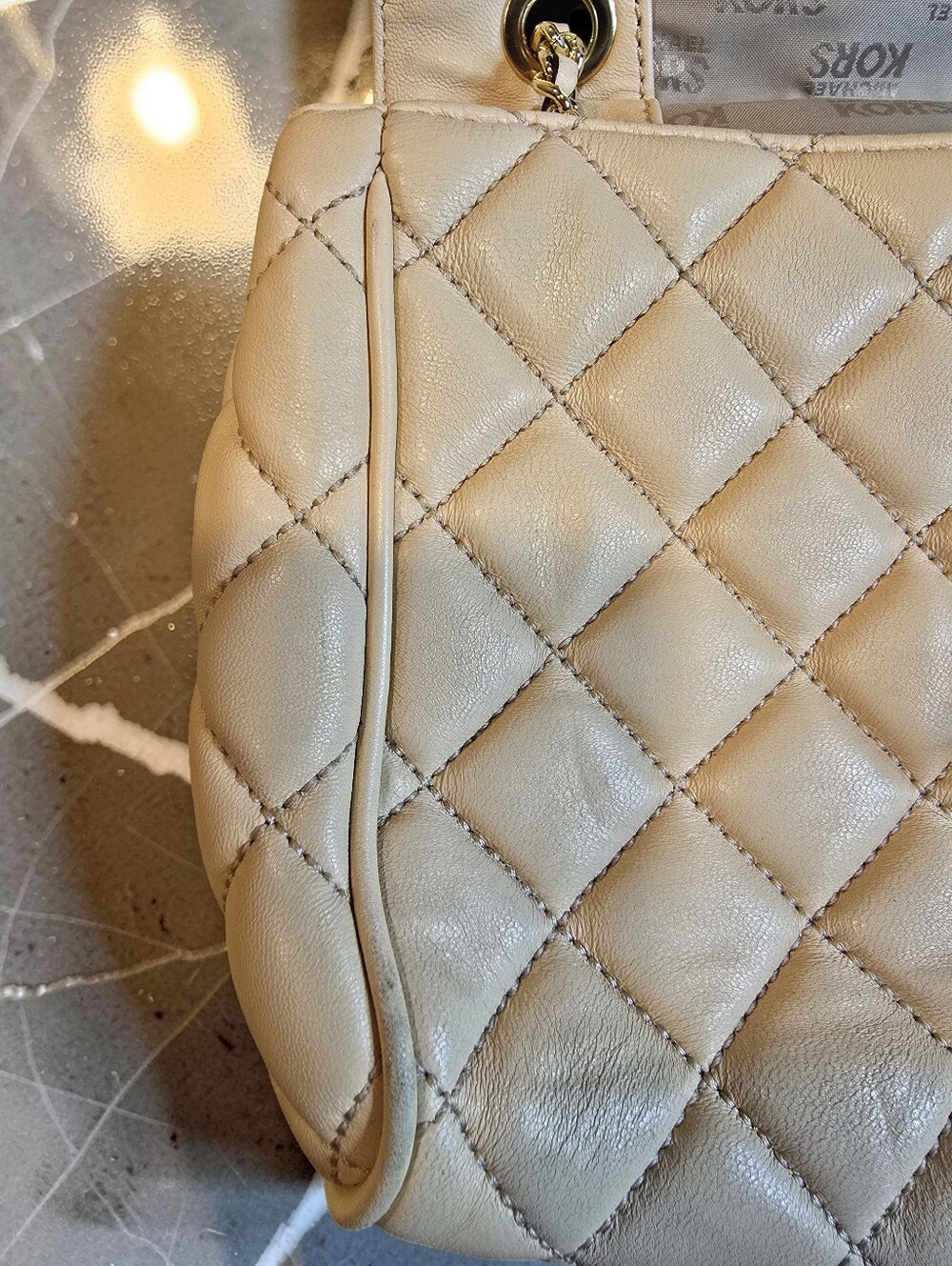 Michael Kors Sloan Quilted Leather Chain Shoulder Bag - Beige / Cream - Picture 8 of 12